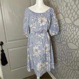 Blueh Ciel Size M Dress Retro Fit Flare Puffed Sleeves Midi Length